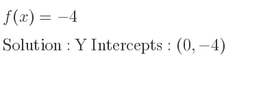 The f(x)=-4 is Y Intercepts: (0,-4)